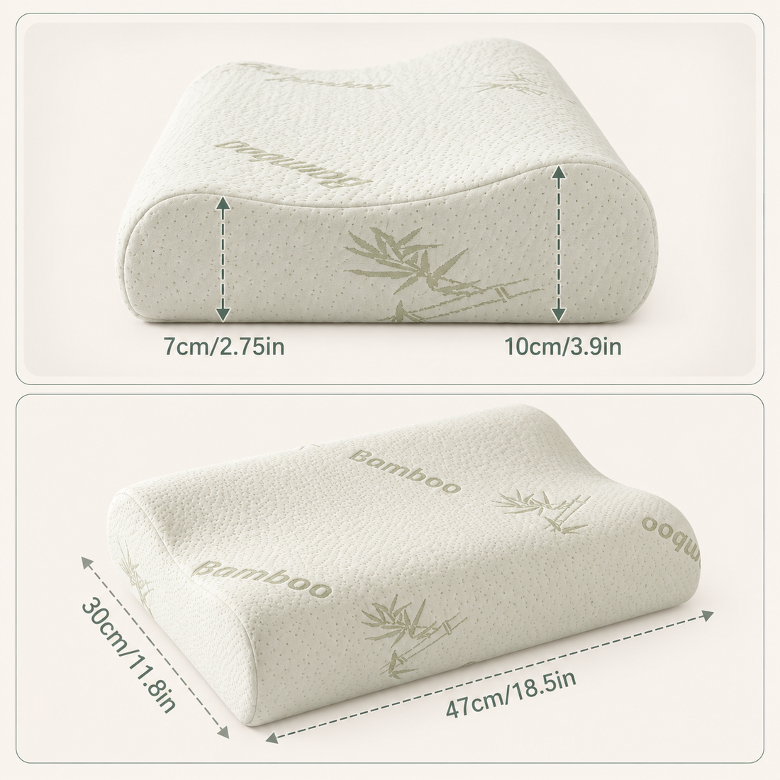 Ergonomic Bamboo Memory Foam Contour Pillow