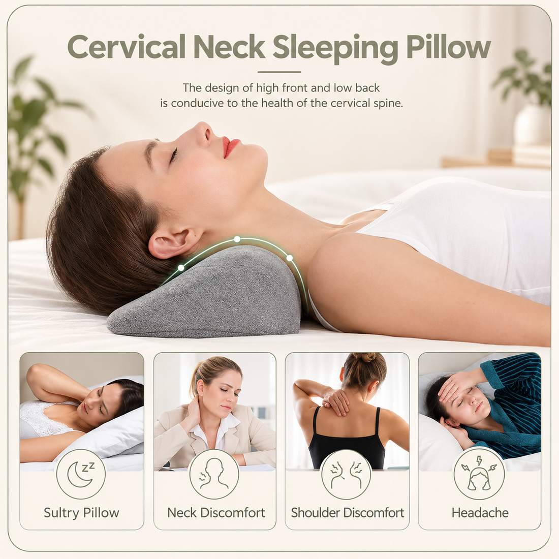 Memory Foam Cervical Neck Bolster Pillow