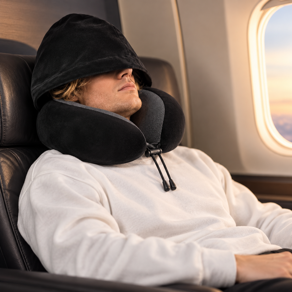 Hooded Memory Foam Travel Neck Pillow