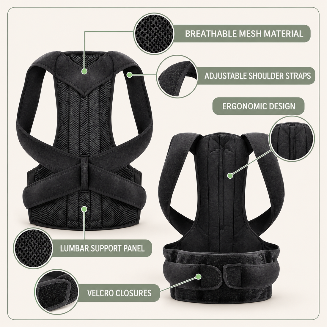 Ergonomic Lumbar Back Support Brace