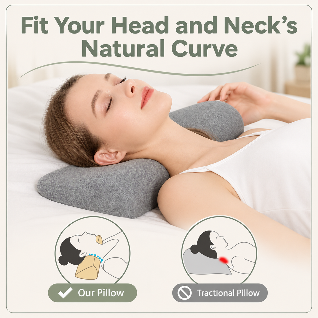 Memory Foam Cervical Neck Bolster Pillow