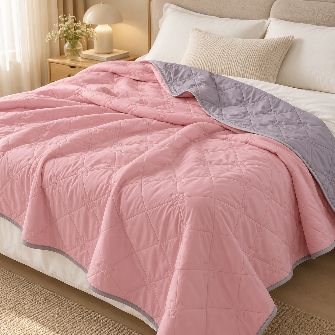 Breathable Cooling Summer Quilt Blanket for Summer